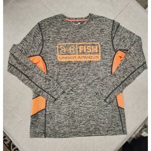 Under Armour Heat Gear Fishing performance Longsleeve T-shirt men's Large orange